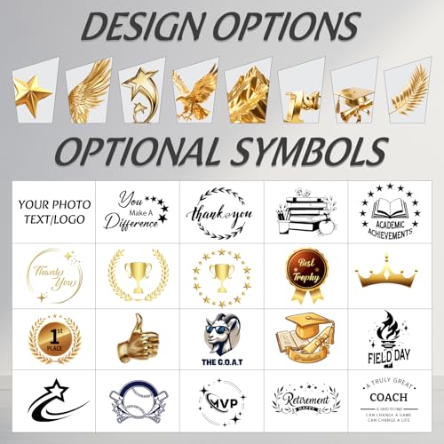 Image of Custom Crystal Trophy Award Personalized Plaque Award with Text Logo Photo Awards Trophies for Employee Recognition Team Graduation Personalized Office Gifts for Boss Coworker Teacher