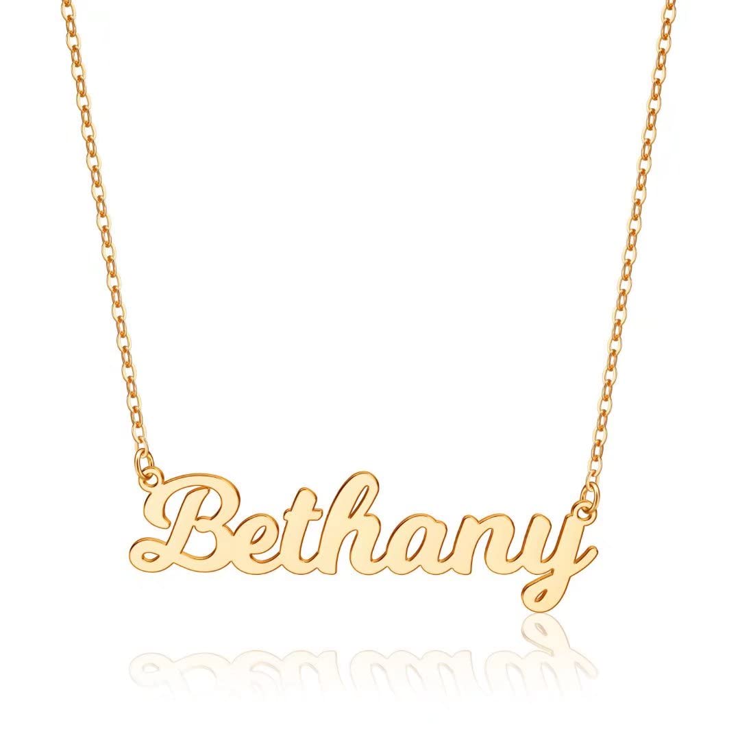Ursteel Custom Name Necklace Personalized, 14K Gold Plated Personalized Name Necklace Dainty Name Plate Necklace Jewelry Personalized Gifts for Women