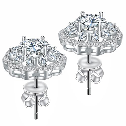 Stud Earrings Moissanite Sunflower S925 Sterling Silver D Color VVS1 Moissanite Elegant Floral Jewelry for Women 3Carat