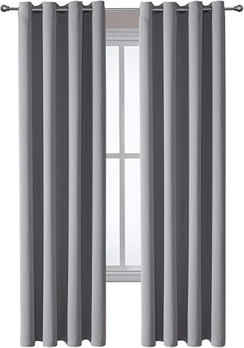 Miniatura 7 de ChrisDowa - Cortinas blackout con ojales para habitación y sala, juego de 2 paneles de cortinas con aislamiento térmico, gris claro, 52 x 84