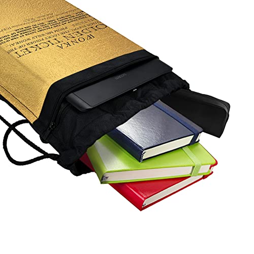 LOGOVISION Willy Wonka And The Chocolate Factory Golden Ticket Drawstring Backpack Sports Bag Sackpack 17" x 13", Perfect for Gym, Yoga or Practice4