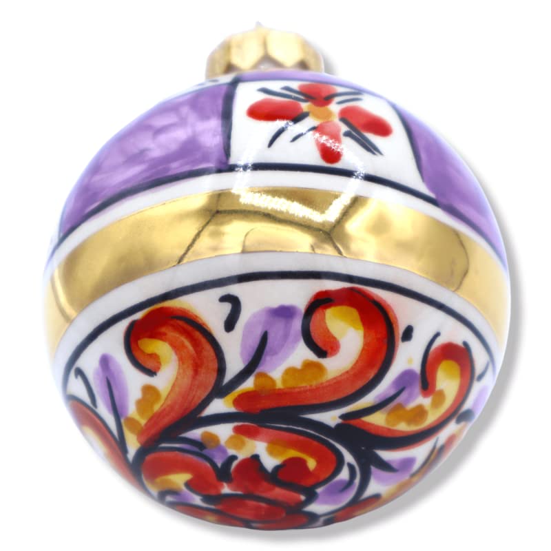 Boule de Noël céramique Caltagirone dorée décoration de table artisanale italienne Ø 7cm