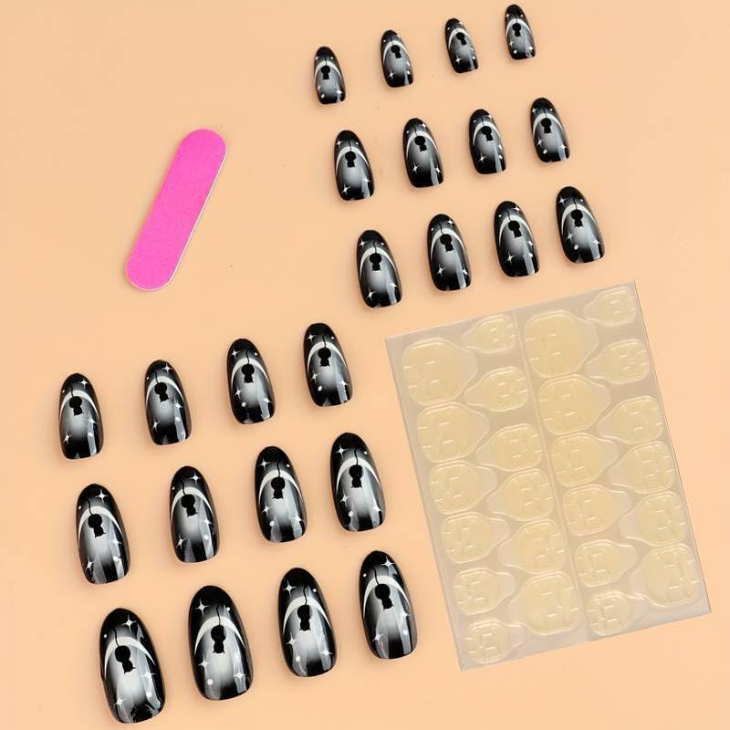Image of ZOONA 24PCS Everlasting French Nails Artificial Nails Art Set| Lightweight & Long Lasting| Easy To Use| Quick Fix For Festivals & Special Occasions (w1131)