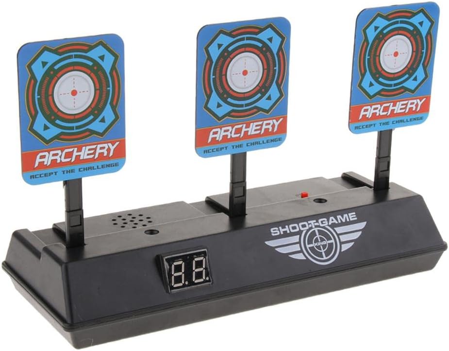 Electric Scoring Target with & Sound Effects, Auto Reset Digital Target for Fun Blaster Tag Game, Improve Aiming Skills & Compete with Friends, Plastic + Electronic, 9.44 x 3.9 x
