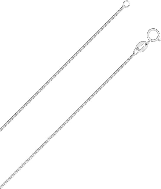 925 Sterling Silver 1.0 MM Width Diamond Cut Curb Chain Necklace for Children Unisex Kids Girls Boys - 12" 14" Inch - Thin & Sturdy Trace/Fine Silver Chain - Ideal for Childrens/Smaller Pendants