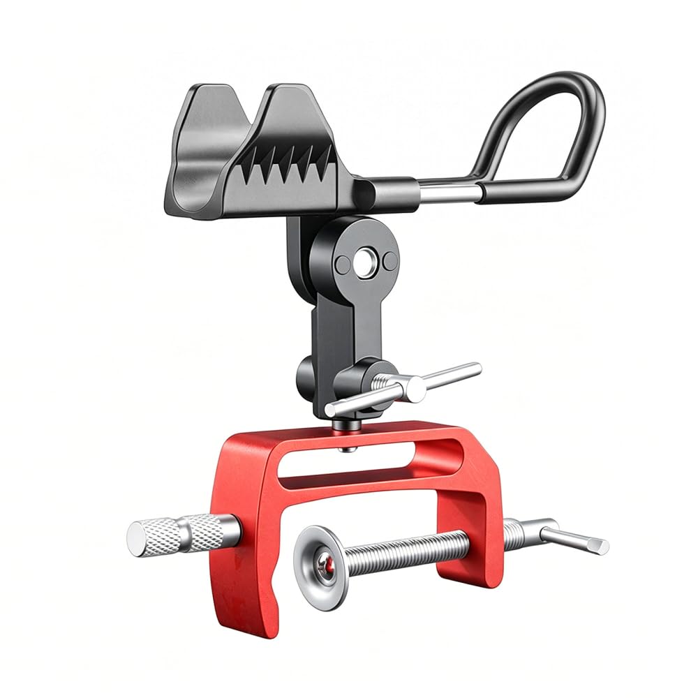 DONGKER Fishing Rod Holder, Aluminum Alloy Fishing Pole Stand with 360 Degree Adjustable Head and Anti-Slip Clamp for Saltwater Shore Fishings