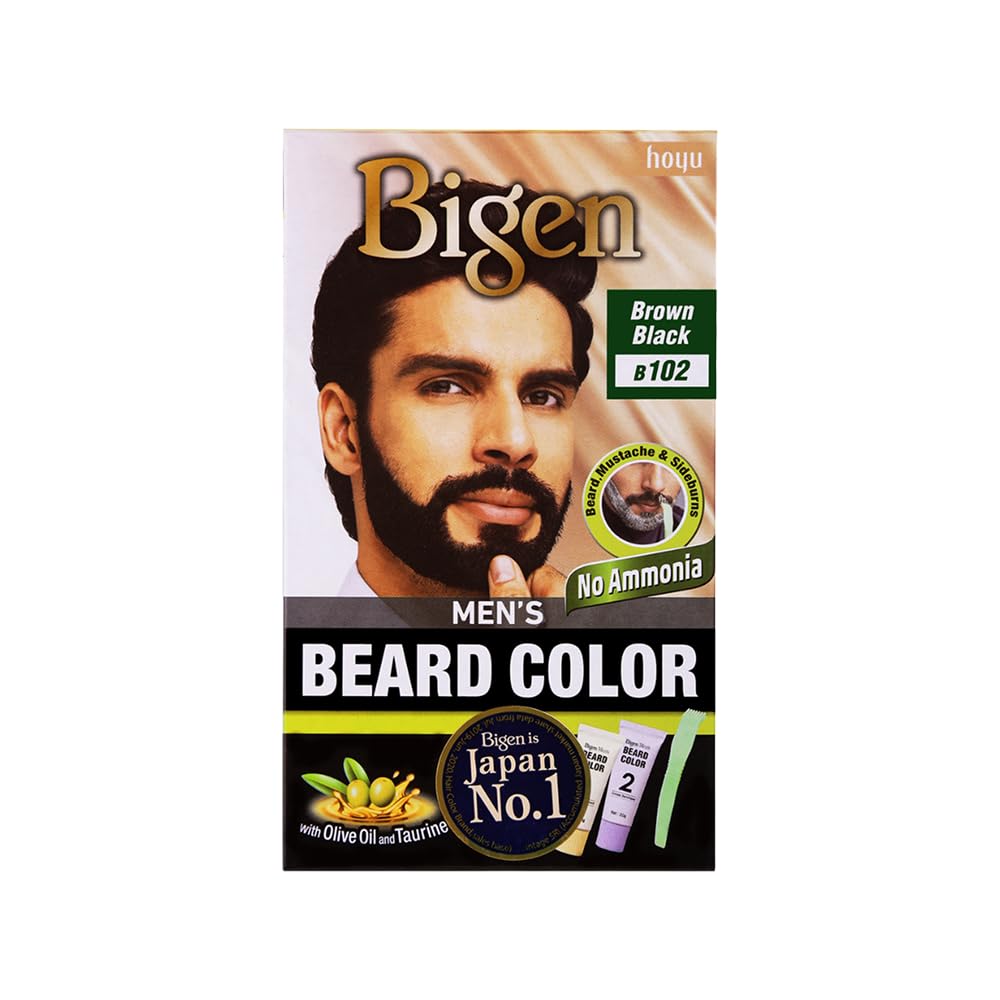Bigen Men's Beard Color, 40g - Brownish Black B102 (Pack of 1)