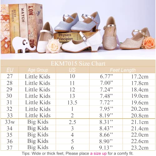 Eight Km Girls High Heel Dress Shoes Mary Jane Princess Wedding Party Pump Shoes Ekm7015 Sparkle Glitter Minerva Gold Size 13.5 Us Little Kid #TOP7