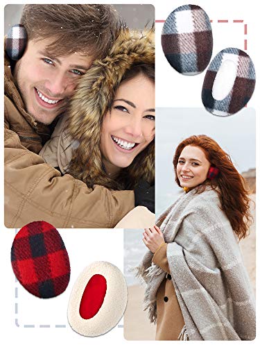 Geyoga 4 Pairs Bandless Ear Muffs Fleece Ear Muffs Thick Winter Ear Covers Cold Weather Ear Warmer For Women #TOP1