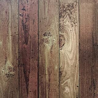 Dark Brown Wood Plank Wallpaper Self Adhesive Wallpaper Wood Penal Peel and Stick on Wallpaper Vintage Brown Wood Removable Decorative Dark Brown Distressed Wood Effect Wooden Grain Vinyl 42x300cm