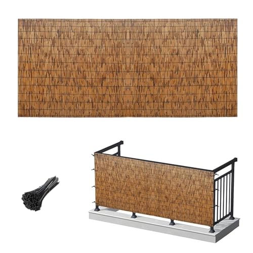 Recinzione in bambù intrecciata a mano, 130 x 350 cm, per balcone, terrazza, giardino, protezione naturale