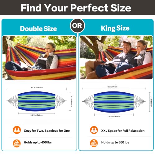 Image of Brazilian Double Hammock with Tree Straps, King Size, 500 lbs Capacity