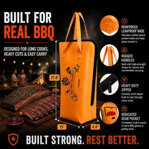 Image of BBQ Blanket for Resting Meat - 21.6 inch Insulated Meat Resting Bag | Odor-free leakproof TPU core; 5-layer insulation helps retain heat & moisture; wide-mouth design; reinforced handles & zipper