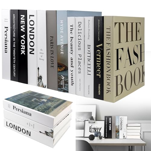 Lot de 12 livres décoratifs pour la décoration de la maison - Livres décoratifs pliables - Faux livres en carton - Livres d'affichage pour table basse, étagères