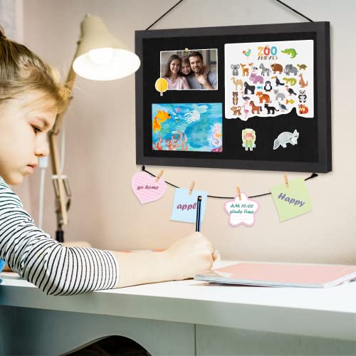 Emfogo 2-Pack Bulletin Board Wooden Frame Cork Board 16\"x11\" Bulletin Boards for Walls and Office Decor for Girls Room, Office, Bedroom, Kids Room, Classroom (All Black 2 Pack) - Thumbnail 3