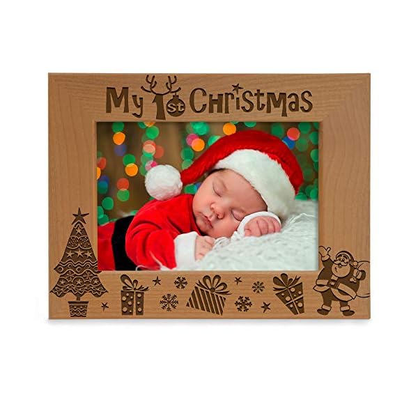KATE POSH Bilderrahmen mit Gravur "My 1st Christmas", aus Naturholz, 10 x 15 cm
