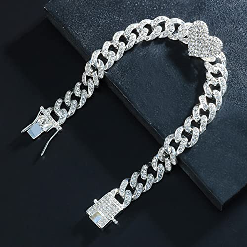 Stonefans Heart Cuban Link Anklets Bracelet For Women Men Hip Hop Iced Out Cuban Link Ankle Bracelets Love Beach Foot Chain Jewelry #TOP4