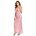 Women's V Neck Spaghetti Straps Sequin Sparkly Glitter Irregular Hem Prom Dress Bcakless Maxi Evening Gowns XL Pink
