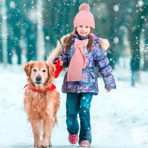 Kids Winter Beanie Hat Scarf Gloves Set, Toddler Winter Cap Knit Neck Warmer Gaiter Mittens for Children 2-84