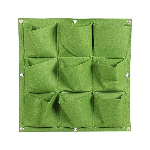 likkas Outdoor Indoor 9 Pocket Vertical Gardening Hanging Wall Planting Bags Seedling Wall Planter Growing Bags Home Supplies