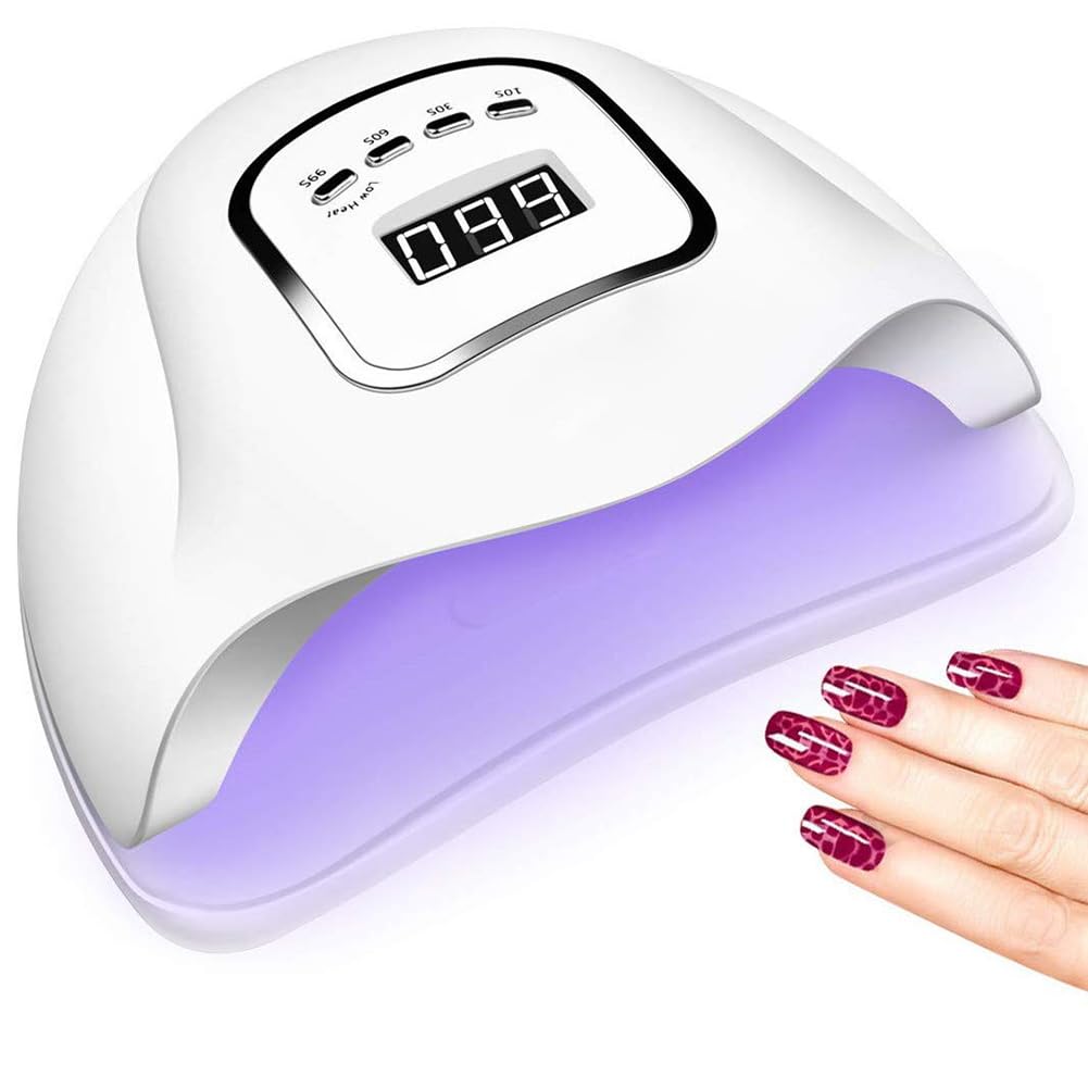 Lampada per Unghie a LED, asciugacapelli, Lampada per Unghie Gel UV, Lampada UV LED per asciugacapelli da 120 W, con 4 impostazioni di Timer, sensore Automatico 45 Perline per Design di Nail Art