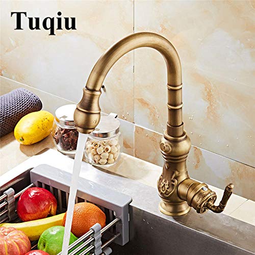 Robinet d'eau sculpté haut de gamme style antique pour évier noir
