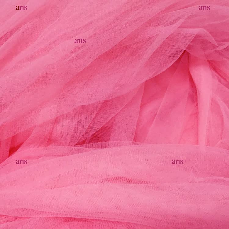 Image of ANS Single Bed Mosquito Net 4x6.5 ft - Pink Rectangle HDPE Nylon Net with 5 ft Height & Matching Cotton Border, Durable, Breathable & Skin-Friendly Insect Protection Canopy