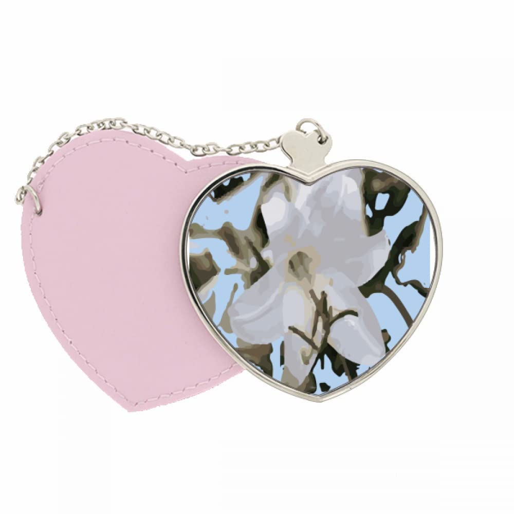 no/noChile Lily Lilium Art Deco Fashion Mirror Travel Purse Makeup Heart Pink