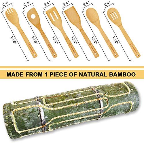 Wooden Spoons For Cooking - Kitchen Utensils Set 6 Pcs Bamboo Wooden Spoons & Spatula Cooking Utensils #TOP5