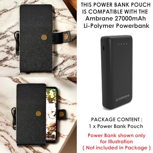 Image of ZAOMA Shock Proof Pouch Case Wallet Cover Protector Compatible for Ambrane 27000mAh Power Bank, Stylo Pro 20W Fast Charging with Loop (PBPLOOP DBLK005)