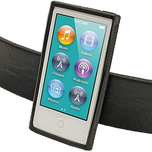 Igadgitz U2064 'Clip'n'go' Durable Crystal Gel Skin (Tpu) Case Cover With Integrated Sports Clip + Screen Protector Compatible With Apple Ipod Nano 7Th Gen 7G 16Gb - Black #TOP4