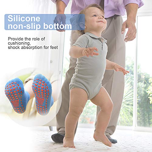 Non-slip Indoor Trampoline Socks ,Sticky Grip floor Anti-Skid Socks Yoga Rubber Bottom Breathable Cotton Socks 4Pairs