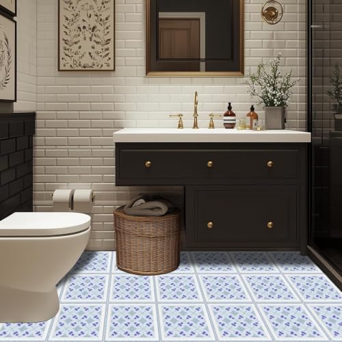 Image of Moroccan Tile Stickers | Waterproof Self Adhesive Peel & Stick Tile Decals for Kitchen Backsplash, Bathroom Wall, Floor, Furniture & Glass (8x8 Inch, Design 19, 36 Pic)