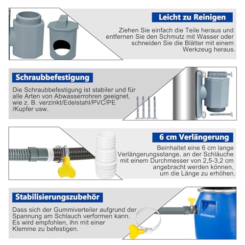YIWUHUICHANG Regenwassersammler für Fallrohre 80-110mm, Fallrohr Regensammler mit Montagezubehör, Regentonnen Anschluss Fallrohr, Regenwassersammler für Dächer bis 80 m²
