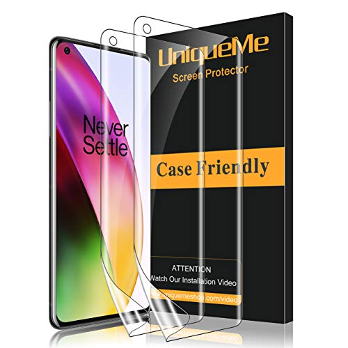UniqueMe [2 Pack] Protector de Pantalla para Oneplus 8, [Fcil instalacin] [Huella Digital Disponible] HD Clear TPU Case Friendly Pelcula Flexible de Cobertura Completa