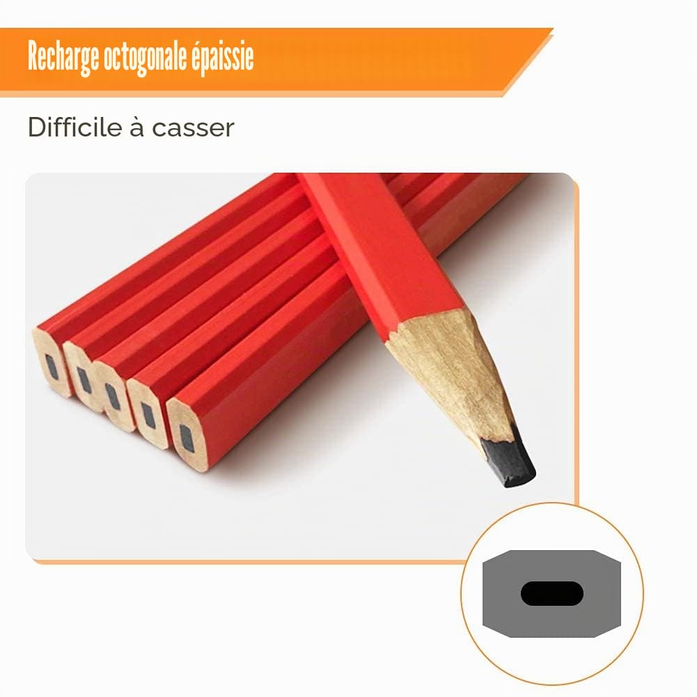 Crayons de Charpentier Professionnels, Lot de 72, 175mm, pour Marquage des Matériaux de Construction