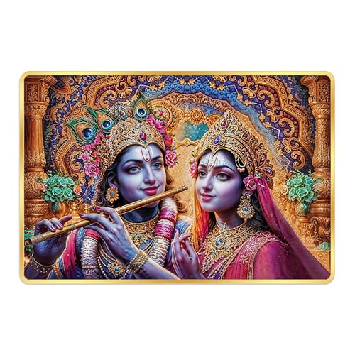 Image of Indianara Radha Krishna Painting With Golden Frame, 18 x 12 Inches (Style 9)