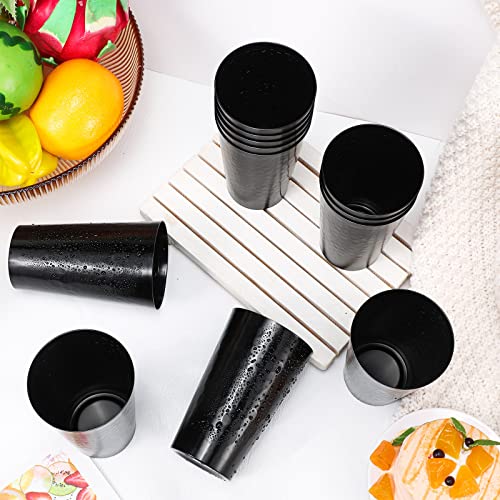 Set Of 12 Metal Tumblers 15 Oz Aluminum Cold Drink Cup Iced Coffee Cup Aluminum Cups Aluminum Tumblers, Aluminum Hammered Tumblers Beer Cups For Birthday Party Camping Travel Outdoors Supplies (Black) #TOP4