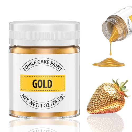 Waysroma Essbarer 28g Flüssiges Essbares Glitzerpulver für Kuchen - Eskalieren Metallisch Glitzers Paint für Fondant Schokolade Kuchendeko Lebensmittel Glitzer Glitzerpuder für Torten (Gold)