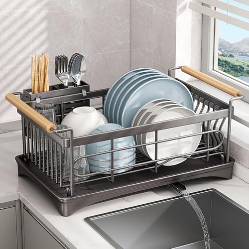 Escurridor De Platos Acero Inoxidable Con Bandejas Goteo Extraíbles, Escurridor Grande Para La Cocina, Organizador Encimera Para Utensilios Y Boquilla De Drenaje Giratoria De 360°,A-46cm/18.1in