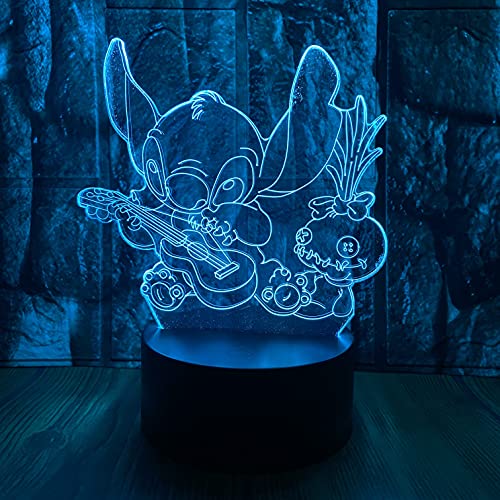 Anime Figure Stitch Lilo And Stitch Anime Character 3D Led Optical Illusion Decoration Table Lamp 16 Colors Remote Control Visual Night Light Easter Xmas Birthday Gifts For Boys Girls Kids Child #TOP7