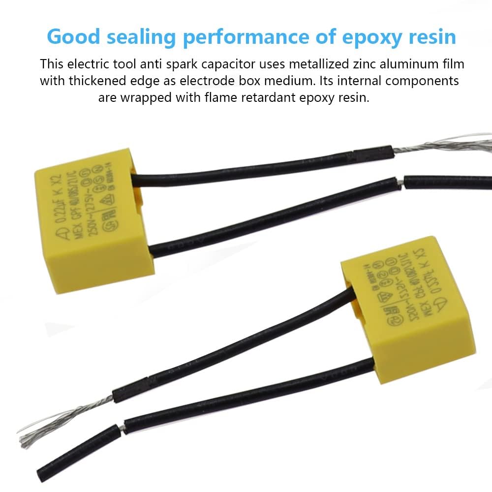 2 Pezzi Condensatore Polipropilene Anti Interferenza 0,22µF 275V X2 | Condensatori di Sicurezza per luci Lampeggianti Lampadina a LED Non in Uscita Anti-sfarfallio