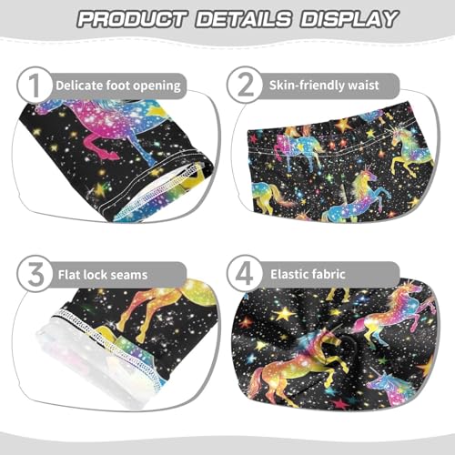 Rainbow Unicorns Girls' Leggings Toddler Doodles Stars Kids Yoga Pants Dance Active Tights 4T3