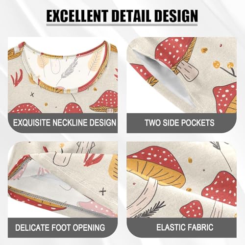 ALAZA Mushroom Leaf Cartoon Stylish Pajamas Short Sleeve 2 Piece Sleepwear Top and Bottom Pajama Set Unisex4