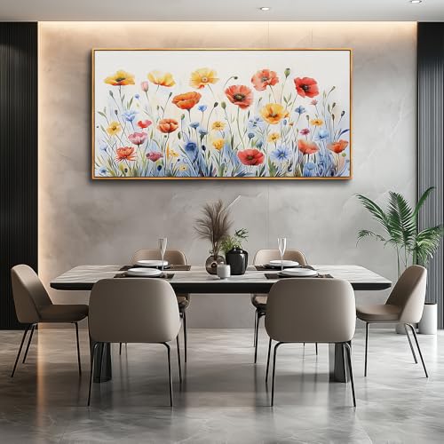 PHAOHUAXM Large Canvas Wall Decor For Living Room Wall Art For Bedroom Modern Gable art Framed Beach Posters Ink-Wash Flower Painting Dining Room Print Artwork Mural Home Decor Wood Frame 30"X60"