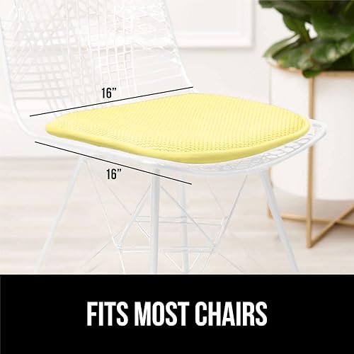 Miniatura 6 de Gorilla Grip - Cojines de espuma viscoelástica para silla, de microfibra, se mantienen en su lugar, juego de 4, 16 x 16 pulgadas, amarillo