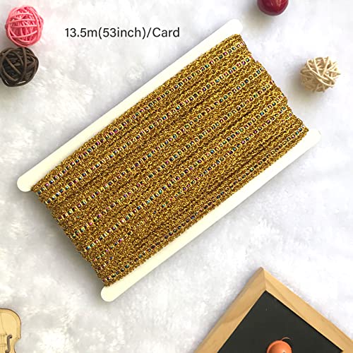 Mililanyo 14.7 Yards Gold Braid Trim With Colorful Sequins Metallic Braid Trim 0.5" Wide Sewing Polyester For Diy Crafts Home Decorative #TOP1