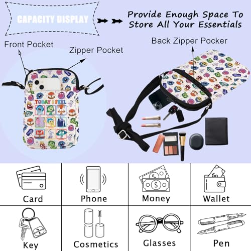 ENSIANTH Cartoon Emotions Inspired Gift Joy Sadness Fear Emotion Team Gift All The Feelings Characters Crossbody Bag (feel CB)3