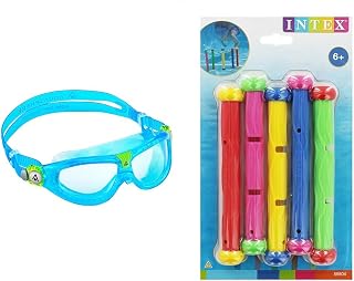 Aquasphere Seal Kid 2 Swimming Goggles Aqua - Clear Lens & Intex Summer Fun Swimming Pool Dive Sticks - 55504