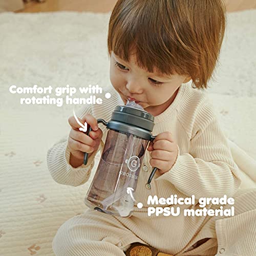 Grosmimi PPSU Straw Cup, Sippy Cup 200ML with Handle for Baby and Toddlers from 6 Months, BPA Free (Sky Blue, Small, 6 oz) by GROSMIMI - Image 3